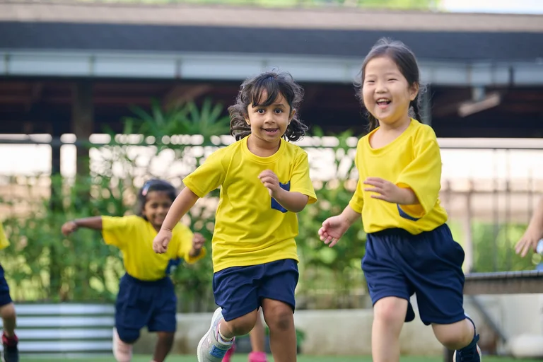 Kindergarten kids running