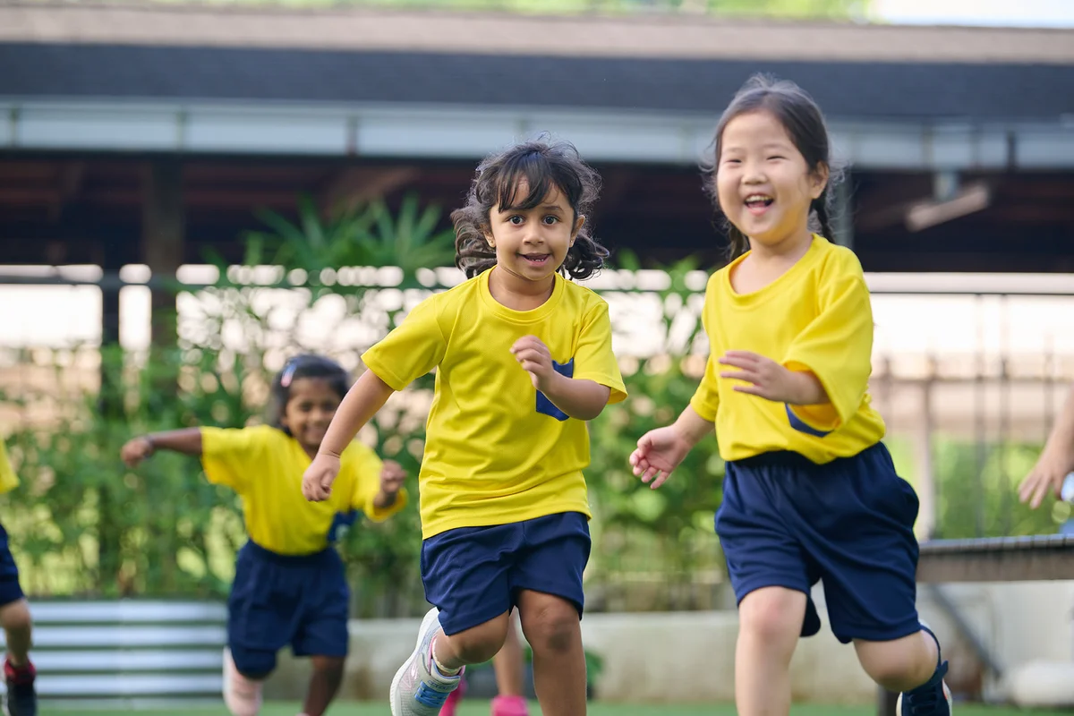 Kindergarten kids running
