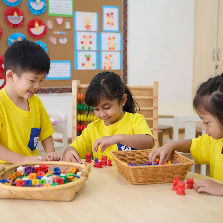 Kids picking toys together