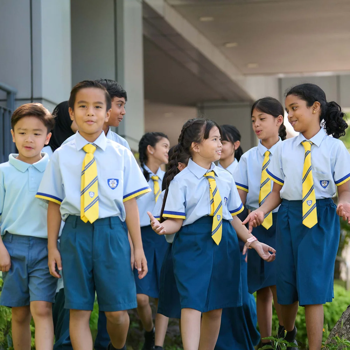 Group of elementary school students talking