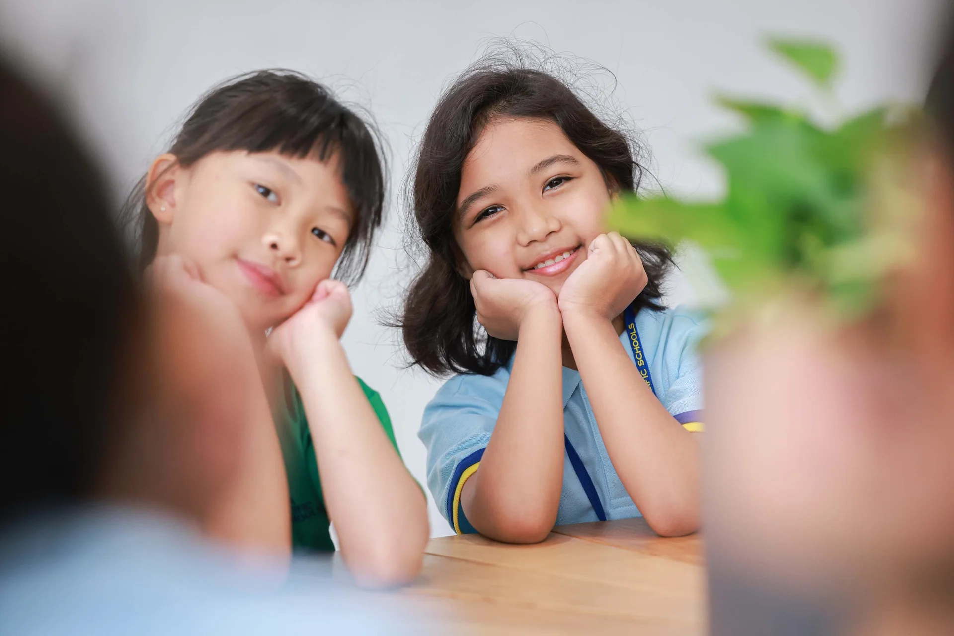 Primary school students smiling